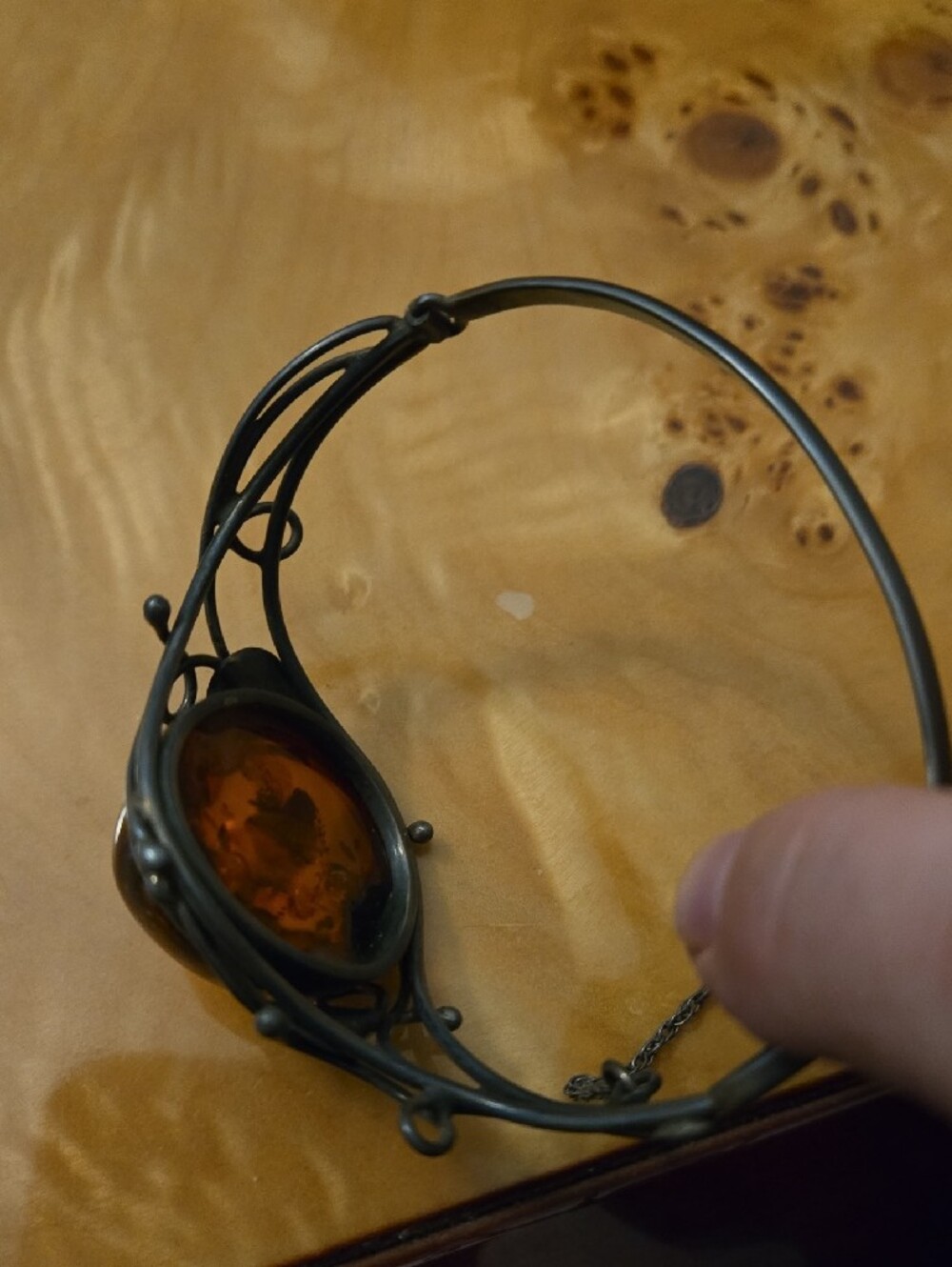 Amber Cabochon Statement Bangle - Women's Jewelry - Picture 5 of 6